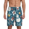 thumbnail image 1 of Balery Christmas Snowman Gift Pantalones cortos de pijama de punto de algodón para hombre con cinturilla y bolsillos-4X-Large, 1 of 6