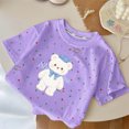 thumbnail image 4 of ITSAME Cotton T-Shirt for Girls Cartoon Print Crewneck Short Sleeve Summer Loose Casual Tops Purple Size 1-2, 4 of 6