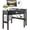 Black, variant on White Corner Desk with Drawer, Storage Shelves for Computer, Makeup Vanity Desk for Small Space, 90 Degrees Triangle Desk