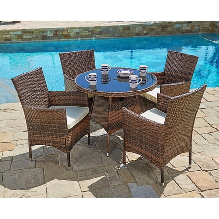 Suncrown Outdoor Furniture All-Weather Wicker Round Dining ...