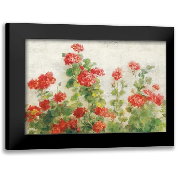 Nai, Danhui 14x11 Black Modern Framed Museum Art Print Titled - Red Geraniums on White v2