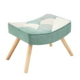 thumbnail image 5 of PORKISS Rocking Chair with Ottoman, Textile Nursery Rocker Chair with Cushion, Wood Legs, Patchwork Linen, Accent Chair for Bedroom, Living Room, Colorful/Green, 5 of 10