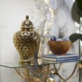thumbnail image 2 of DecMode 10" x 18" Gold Ceramic Decorative Jars with Geometric Cutout Design and Lid, 1-Piece, 2 of 11