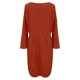 thumbnail image 5 of Jsaierl Linen Dresses for Women Short Sleeve Summer Plus Size Midi Dress Tunic Solid Color Crew Neck Dress Comfortable Soft Dresses 2024, 5 of 5