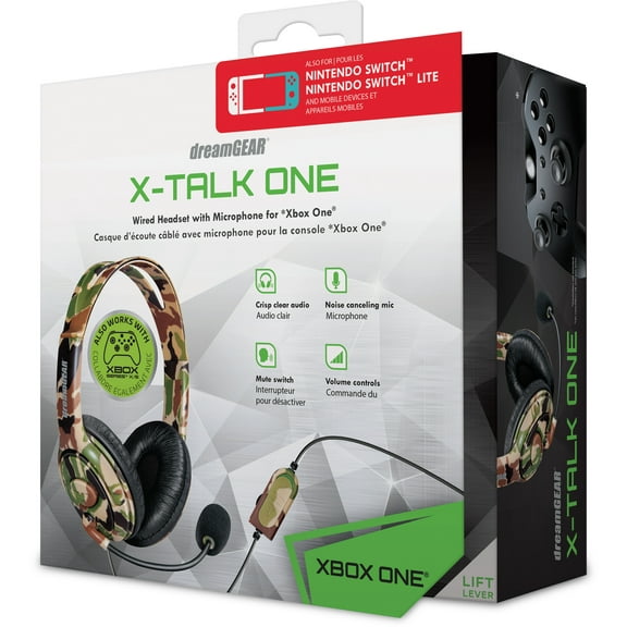 Xbox Accessory:  Wired Headset - DreamGear X-Talk Headset with Boom Mic - Camo:  Compatible with PC, Switch, PS5, Xbox X|S