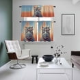 thumbnail image 5 of Sunglasses Hippo Kitchen Curtains Valances and Tiers Set of 3 Vintage Funny Hippo Gradient Red Blue Texture Tier Curtains and Valance with Rod Pocket for Small Windows, 27.5"x24", 5 of 9