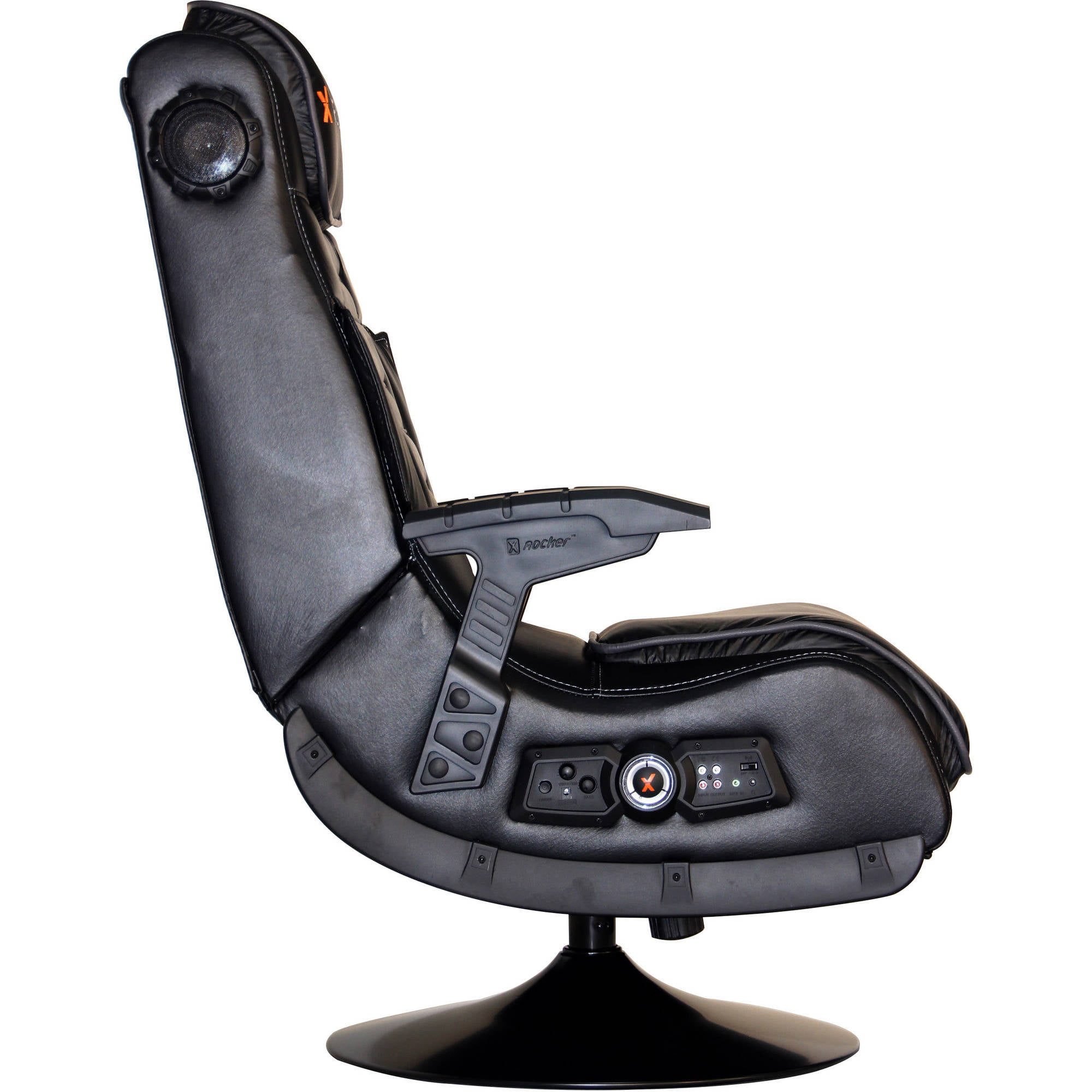X-Rocker 5129201 Pedestal Video Gaming Chair 2.1 Wireless Microfiber Mesh Blue/Charcoal 