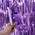 thumbnail image 2 of KIRIKOU Pack of 3 Purple Foil Fringe Curtains Backdrop Party Decoration, 3.2ft x 6.5ft Metallic Tinsel Curtain Photo Backdrop for Birthday Bachelorette Party Bridal Baby Shower Decorations, 2 of 3