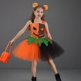 thumbnail image 2 of Kogui Three-Piece Kids Pumpkin Print Sundress Halloween Cosplay & Show Performance Costume (Black, 5-6 Years), 2 of 4