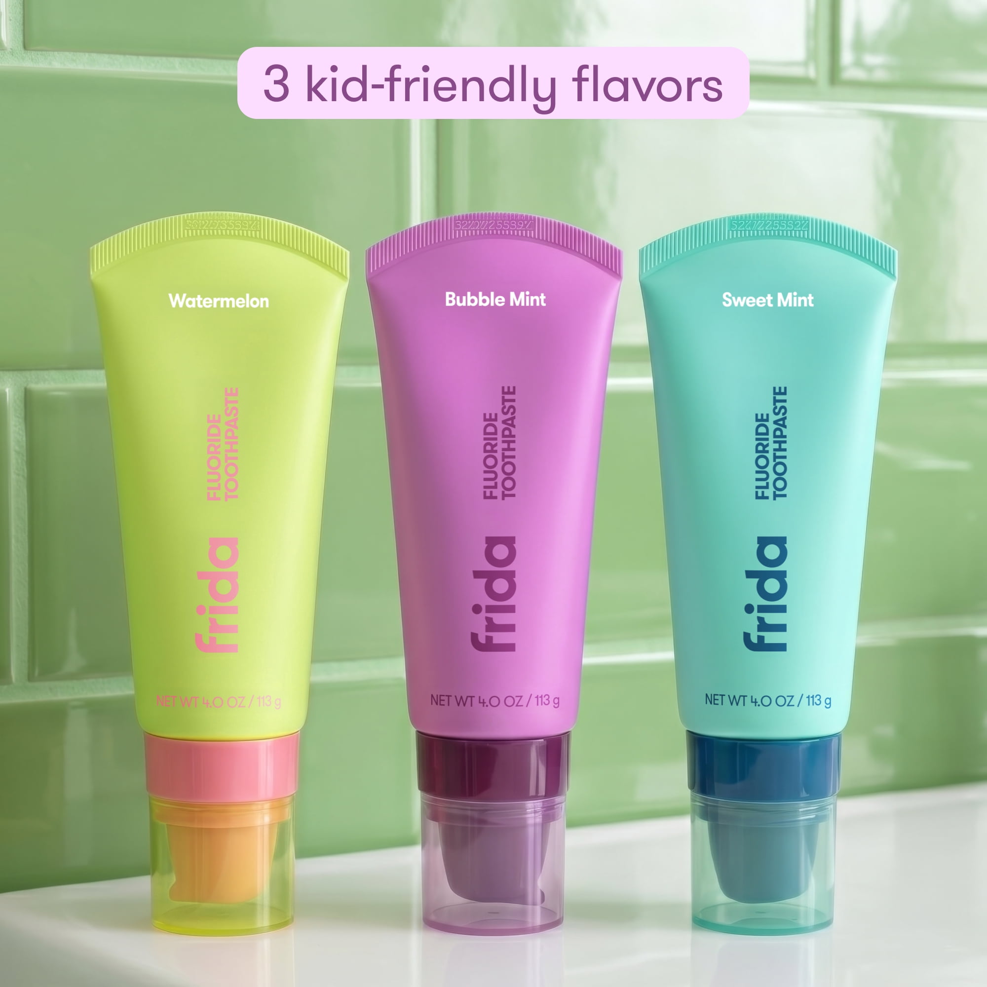 Frida for Kids Fluoride Toothpaste for Kids, Cavity Protection, Bubble Mint, 4 ounce