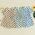thumbnail image 3 of Douhoow 2 Pieces Swimsuit for Toddler Boys Checkerboard Print Short Sleeve Tops Swim Shorts 0-4 Years Beach Swimwear Summer Bathing Suit, 3 of 9