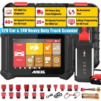 ANCEL V6 Pro HD Heavy Duty Truck OBD2 Scanner Full System Diagnostic Tool 40 Reset ECU Cod-ing FCA Autoauth For 12V 24V Car Truck