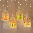 thumbnail image 5 of Harlier Christmas Mini Lantern Decorative with LED Night Light, 5.6 Inch Hanging Table Centerpiece Vintage Lantern Ornament with Snowman Santa Tree ReinDuck Pattern for Xmas Party Decor, 5 of 5