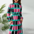 thumbnail image 3 of KOMOO Women Loose Flowy Tunic Dress Colorful Geometric Printed Long Sleeve Loose Dress Spring Autumn A-Line Long Dress, 3 of 9
