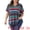 Rainbow, variant on DARING DIVA Women's Plus V Neck Short Sleeve Multi Color Striped Blouse 1X Rainbow