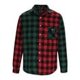 thumbnail image 3 of BiZtdJrK Men's Flannel Plaid Shirts Fall Winter Long Sleeve Button Down Shirt Casual Lapel Fashion Jackets with Pocket Red XXL, 3 of 7