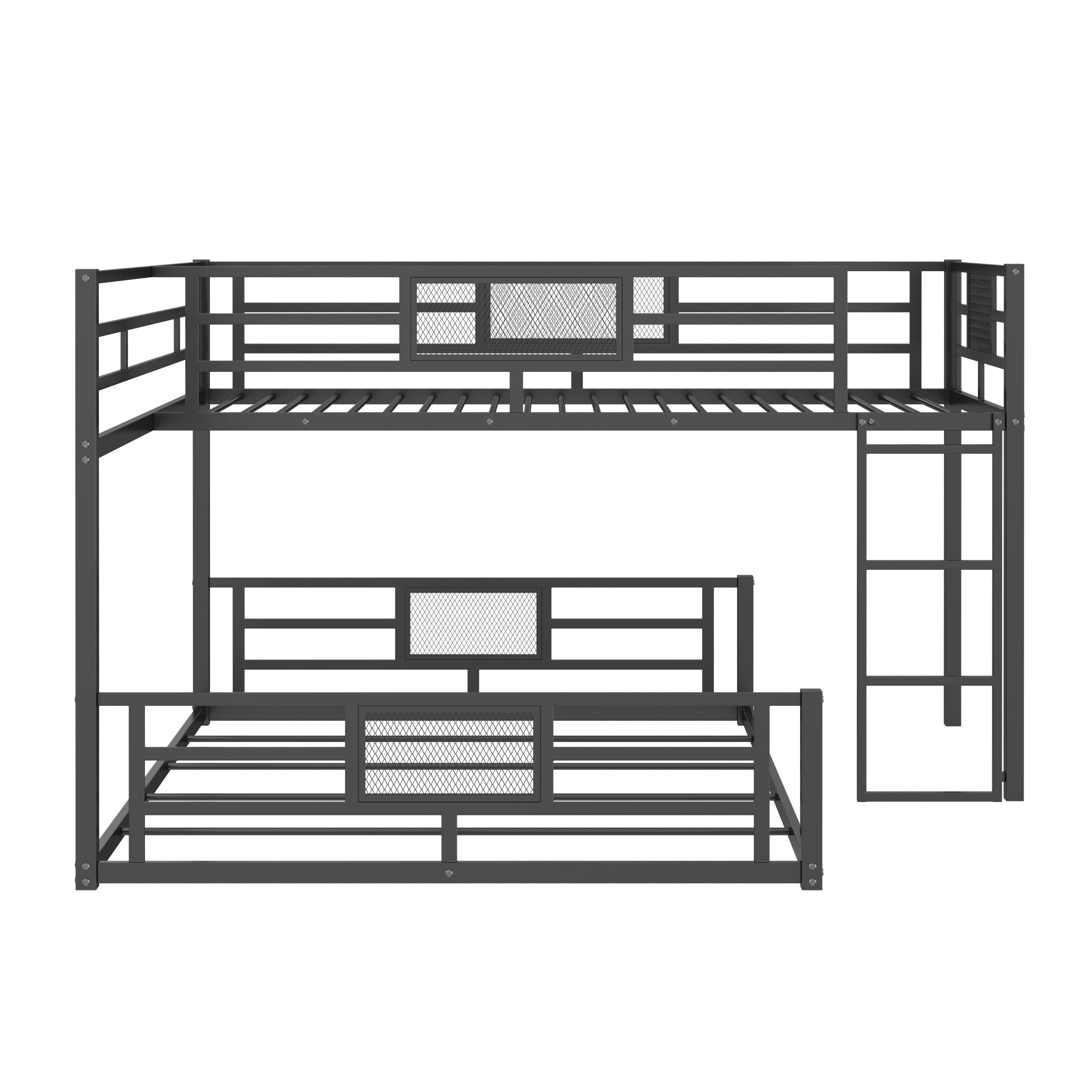 Noble House L-shaped Twin over Full Metal Bunk Bed, Space-Saving Steel Bunk Bed Frame, Space Saving Design, Black
