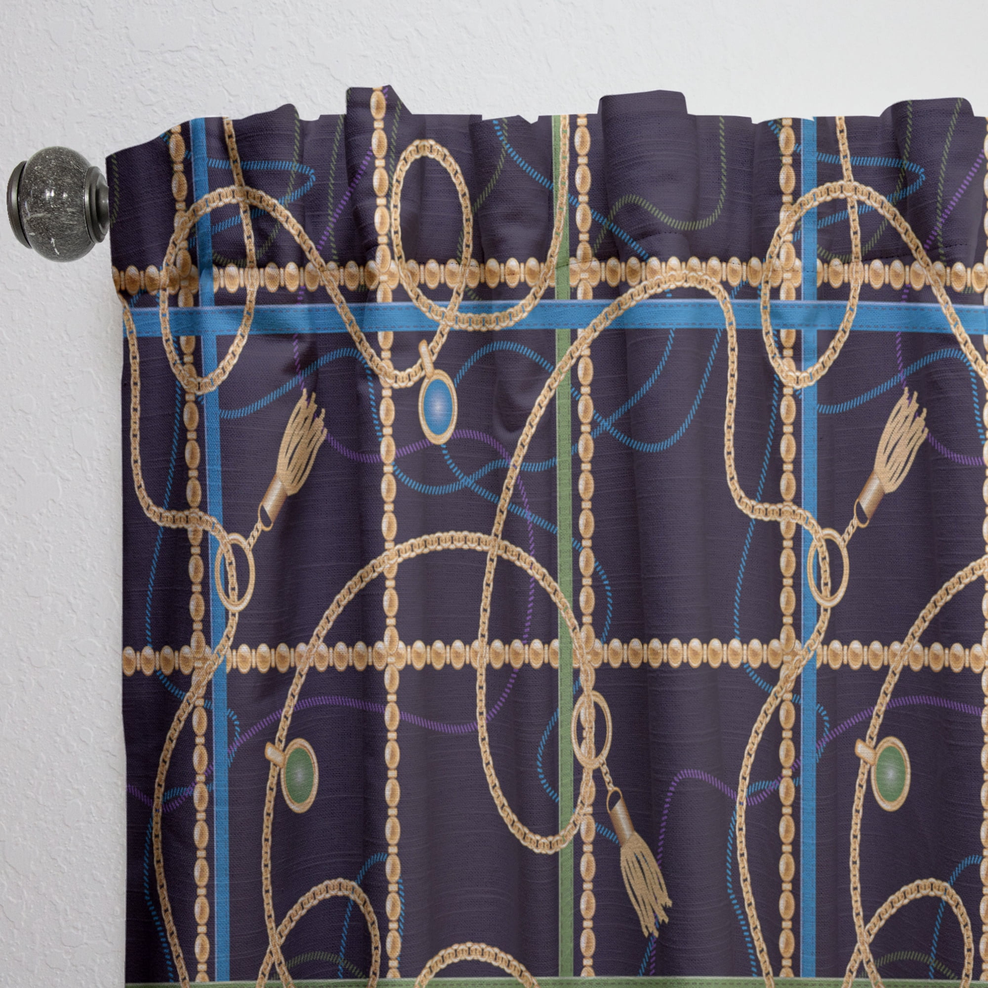 Designart 'Trendy Gold Chain Retro Pattern' Mid-Century Modern Curtain Panel