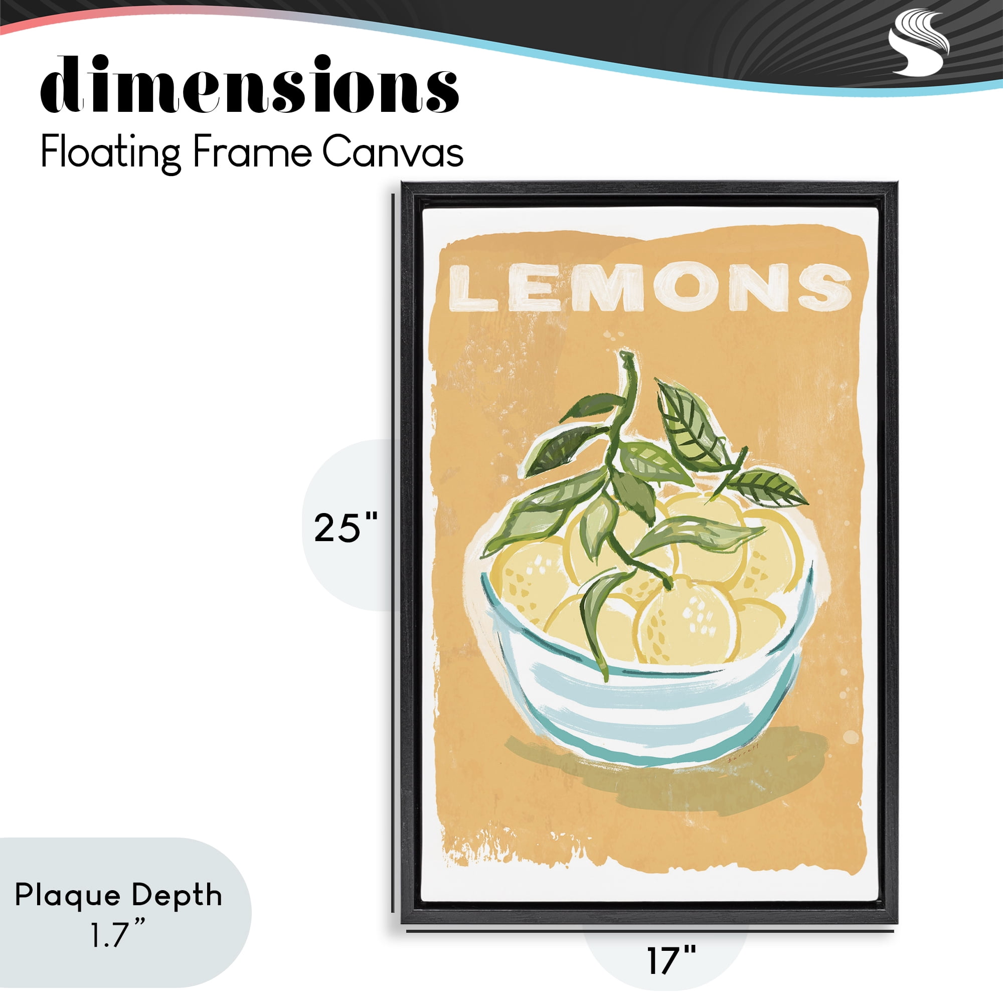 Stupell Industries Lemon Twist Motif Black Framed Floater Canvas Wall Art, design by Chad Barrett