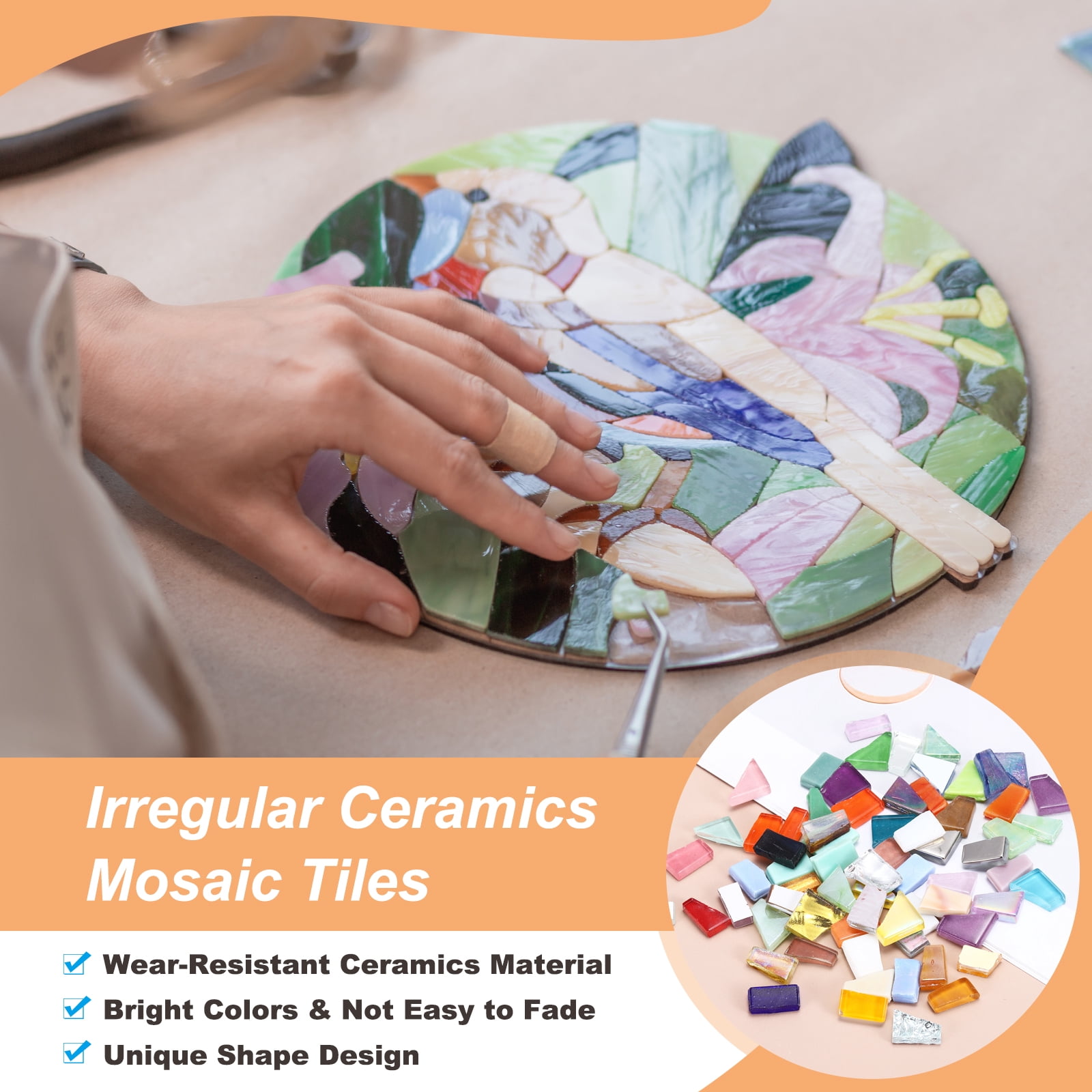 Uxcell Irregular Glass Mosaic Tiles, 500g/1.1LB Irregular Stained Glass Sheets Broken Mosaic Pieces Tiles Supplies Kit Bulk for DIY Art Craft Making Home Decor, Silver Series