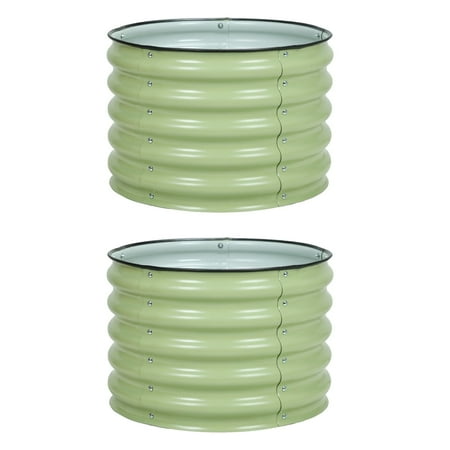 BPS 16.7'' Tall Aluzinc Metal Raised Garden Bed 24'' Round - Outdoor Garden Planter Box for Vegetable, Flower, Herb