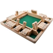 4 Way Player Shut The Box Dice Game Wooden Board Flip Lid Box Travel Size 8.5 Inch for Learning Numbers Kids Adults Classroom Home Pub (2-4 Players)