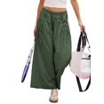 thumbnail image 3 of Women's Wide Leg Fashion Street Style Flared Trousers Pants for Summer Casual Beach Vacation Green XS, 3 of 8