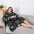thumbnail image 5 of Oversized Wearable Blanket Hoodie,Black Gothic Skull Cat Pattern Sherpa Blanket Hoodie with Super Pockets,Super Warm Fuzzy Pullover for Women & Men, 5 of 6