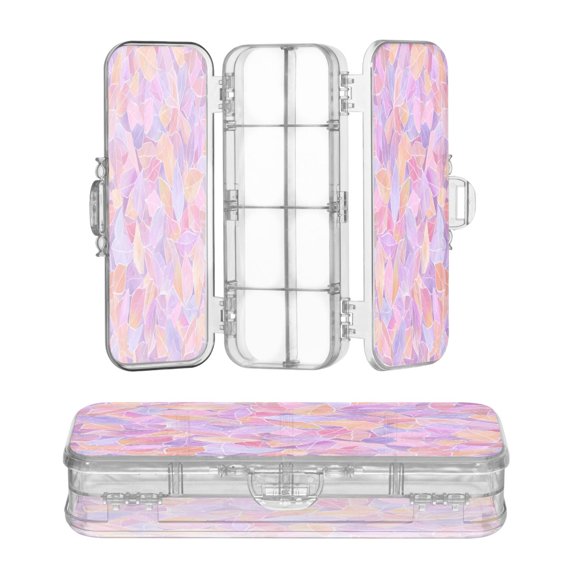 Plastic Pencil Box Large Capacity Pencil Boxes Clear Boxes with Snap-Tight Lid Stylish Office Supplies Storage Organizer Box Small Colors Shapes