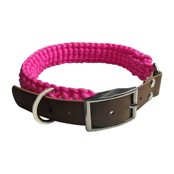 K-9 BELTZ Paracord Dog Collar Hand Woven (Large, Pink)