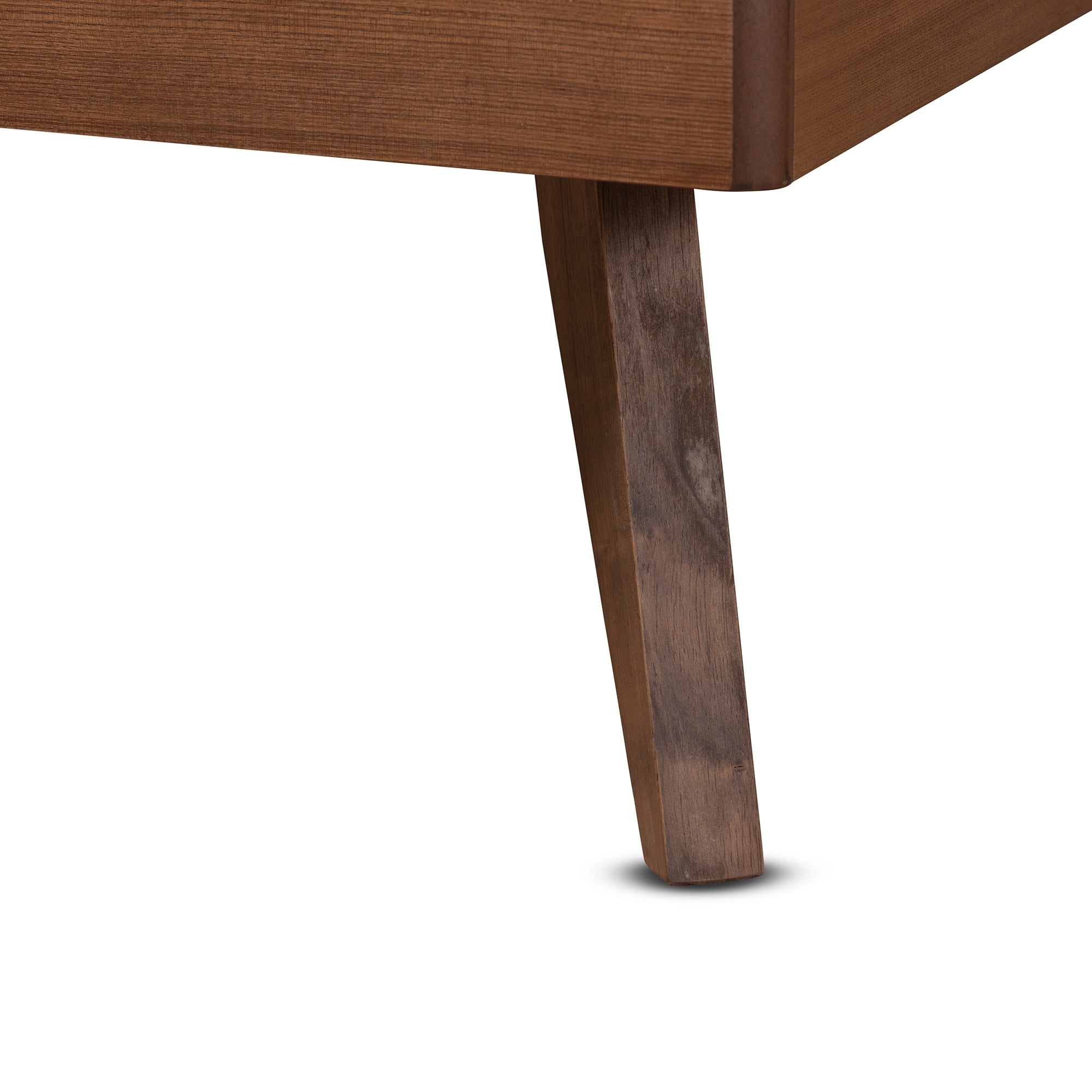 Baxton Studio Leola Mid-Century Engineered Wood Platform Bed, Twin, Walnut Brown