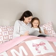 thumbnail image 4 of Erosebridal Kids Cute Pink Bowknot Queen Comforter Set,Initial Alphabet M Bedding Comforter Set For Girls,Reversible pink,3 Pieces, 4 of 7