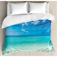 thumbnail image 1 of Tropical Duvet Cover Set, Paradise Ocean Dreamy Sea Vacation Serene Summer Exotic Relax Summer Picture, Decorative 3 Piece Bedding Set with 2 Pillow Shams, King Size, Turquoise Blue, by Ambesonne, 1 of 3