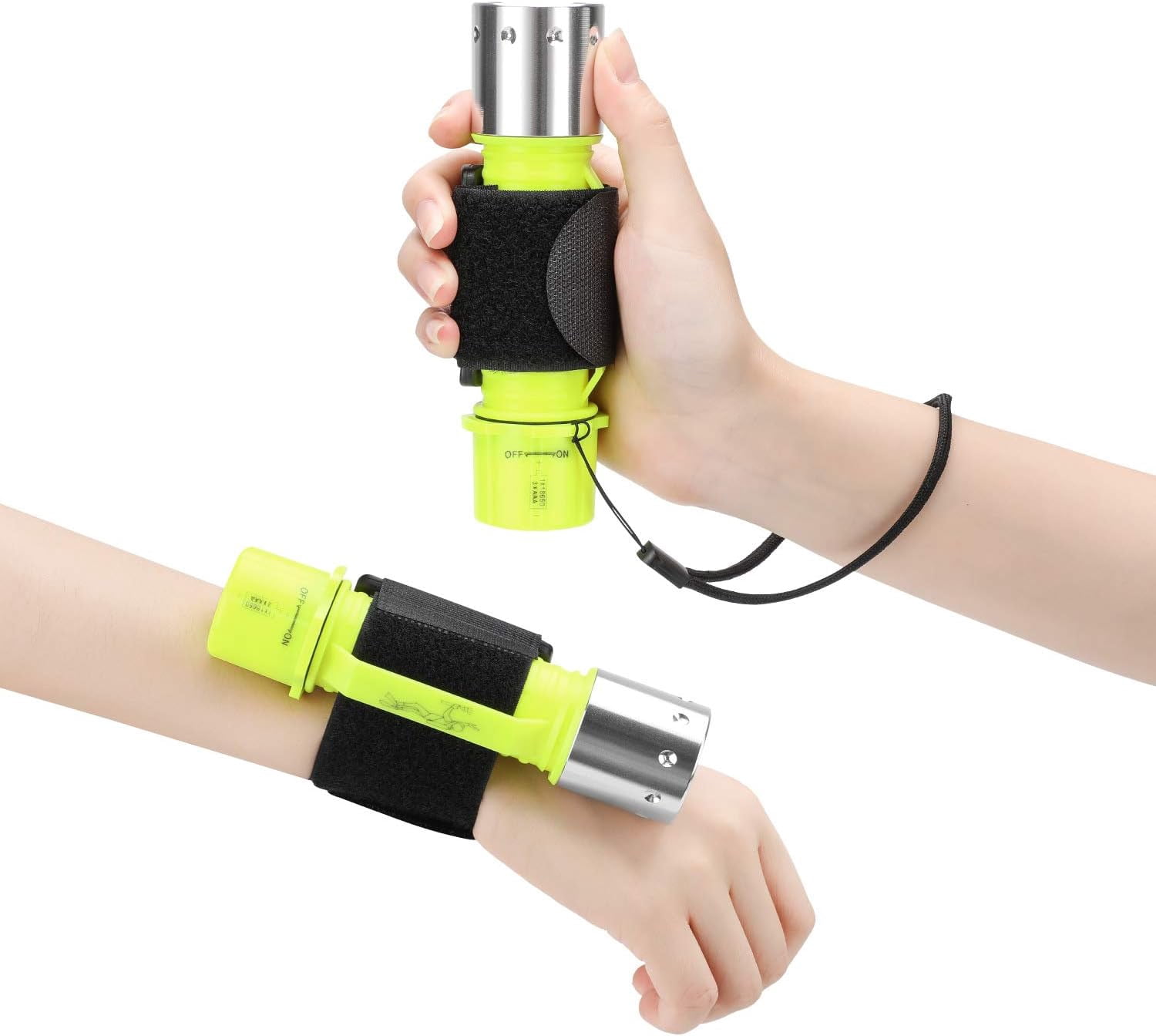 QKURT 2 Pack Diving Flashlight, Super Bright LED 2000 Lumens Waterproof Underwater Torch for Scuba Diving and Other Outdoor Activities