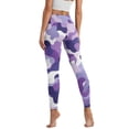 thumbnail image 2 of COEQINE Women Tummy Control Yoga Leggings with Pockets Breathable High Waisted 4-Way Stretch Full-Length Pants Violet Camouflage No See Through Hip Lift Tights for Hiking, 3XL, 2 of 7