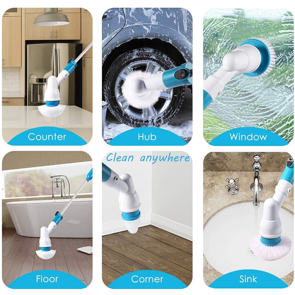 Happylost Electric Spin Scrubber 360 Cordless Bathroom Cleaning Brush with  3 Replaceable Scrubber Brush Heads Extension Handle for Tub, Tile, Wall,  Bathroom 