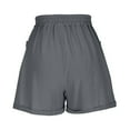 thumbnail image 6 of Lenpel Women's Cotton Linen Shorts Trendy Elastic High Waisted Drawstring Casual Shorts Summer Lounge Shorts with Pockets, 6 of 7