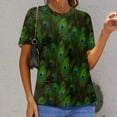 thumbnail image 6 of Peacock Feather Pattern T Shirts Basic T-Shirt Short Sleeve Ladies Tee Shirt Summer Graphic Clothing, 6 of 6