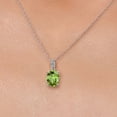 thumbnail image 3 of Gem Stone King 10K White Gold Green Peridot and Diamond Pendant Necklace for Women (1.80 Cttw, Oval 9X7MM With 18 inch Chain), 3 of 6