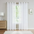 thumbnail image 4 of Warm Home Designs Pair of Standard Length 54" x 84" Sheer White Curtains with White Leaf Embroidery. M White 84, 4 of 5