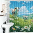 thumbnail image 4 of Farmhouse Highland Cow Funny Cattle And Flower Shower Curtain Modern Home Bathroom Bathtub Decor Waterproof Fabric with 12PCS Hooks, 4 of 8