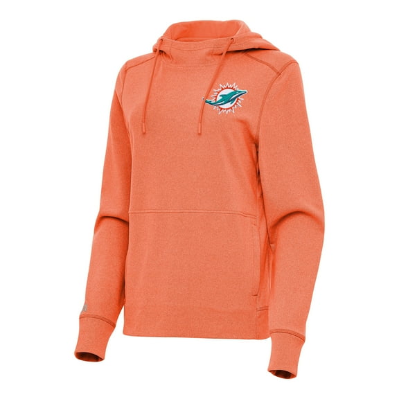 Women's Antigua  Heather Orange Miami Dolphins Justice Pullover Hoodie