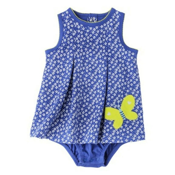 Just One You Made By Carter's Infant Girls Butterfly Flowered Sunsuit Navy 3mos
