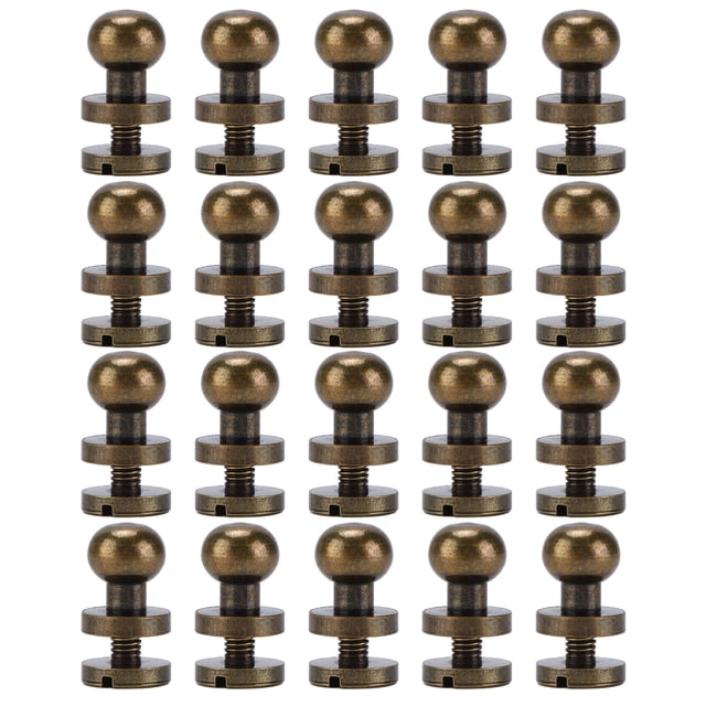 Brass Rivets, 20 Set Brass Rivets Bronze Hardware Monk Head Accessories with Wear Resist for Belts, Purses, Shoes, Clothes, Leather, DIY Projects
