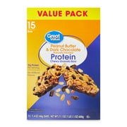 Great Value Peanut Butter & Dark Chocolate Protein Bars, 21.1 oz, 15 Count