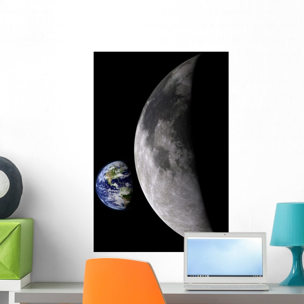 Earth and Moonelements This Wall Mural Decal Sticker, Wallmonkeys Peel ...