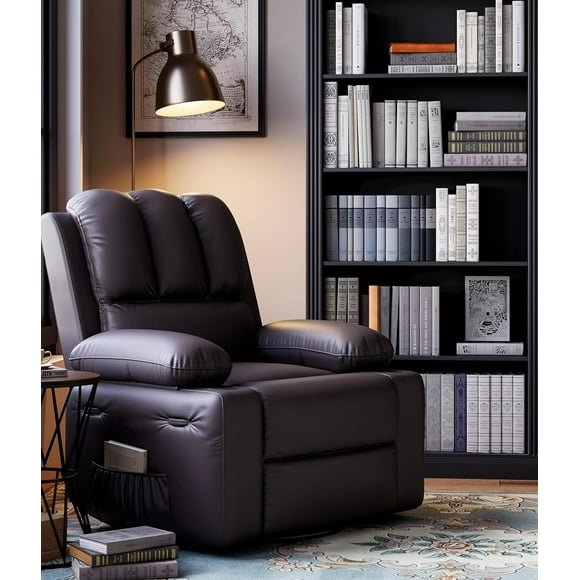 Bingirl Oversized Recliner Chairs with Heat and Massage - Lazy Recliner Chair for Adults- Manual Chair with Cup Holder for Living Rooms Brown