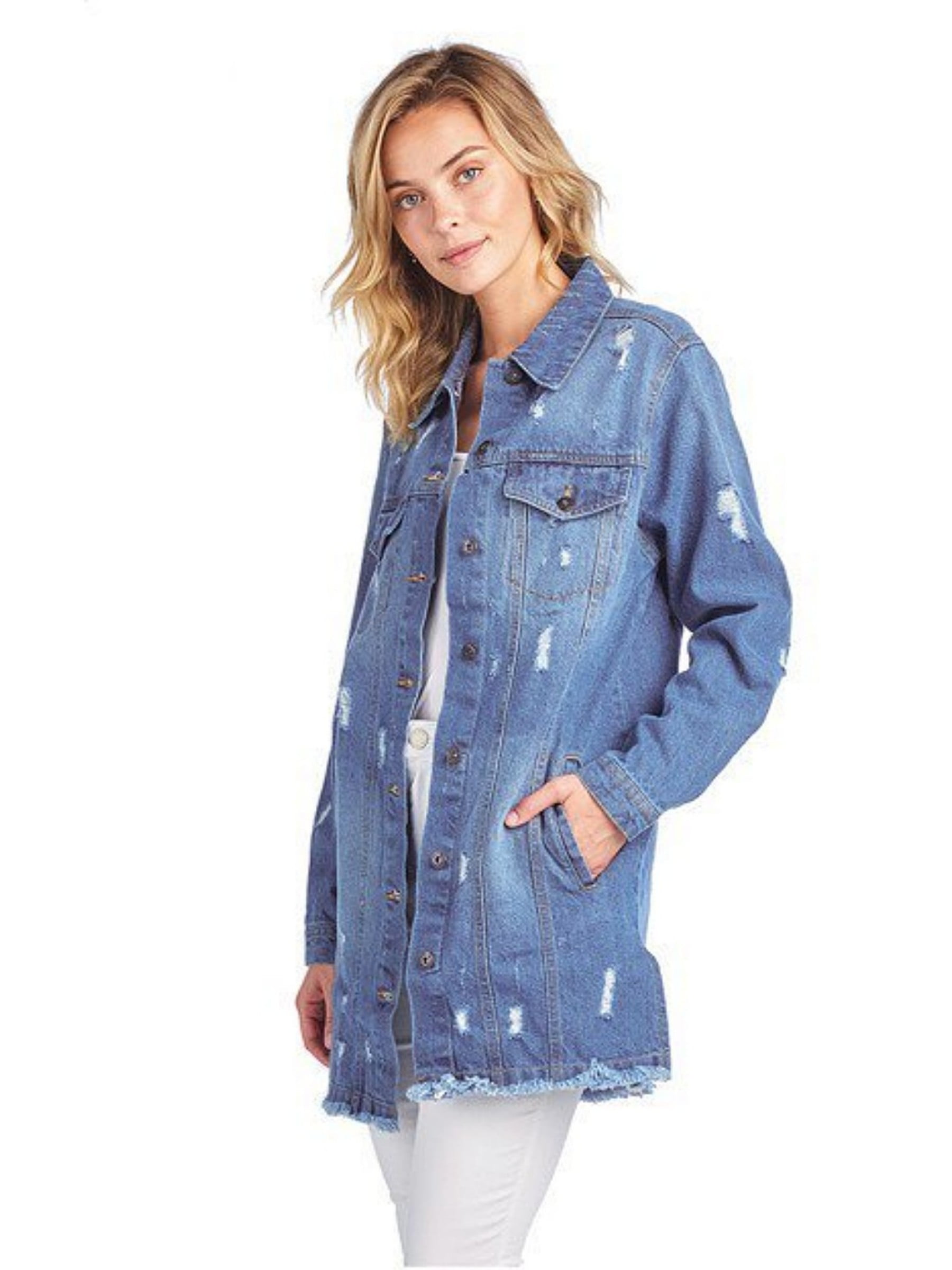 Fashion2love Women`s Washed Distressed Relaxed Loose Jean Denim