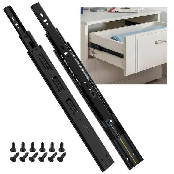 Shuhang 1 par de rieles deslizantes para cajones de cierre suave, 12, 14, 16, 18, 20, 22, 24 pulgadas, rodamiento de bolas, extensión completa, capacidad de 100 libras, archivador de cocina resistente