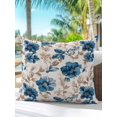 thumbnail image 6 of Outdoor Pillows Waterproof, Indigo Florals Bedding Throw Pillows with Insert for Couch Sofa Bed, Farm Botanical Peonies Vintage Brown Leaves 18x18 Inch Pillowcases Decorative Patio Pillow Set of 1, 6 of 8